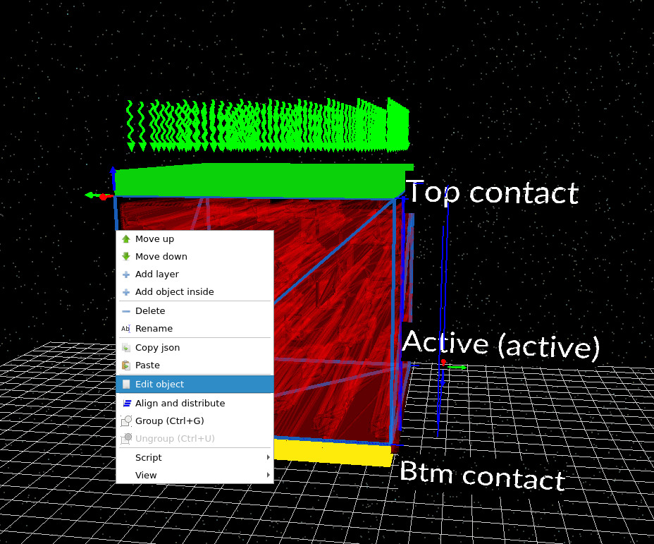 Right-click context menu showing Edit object for the enclosing active layer.