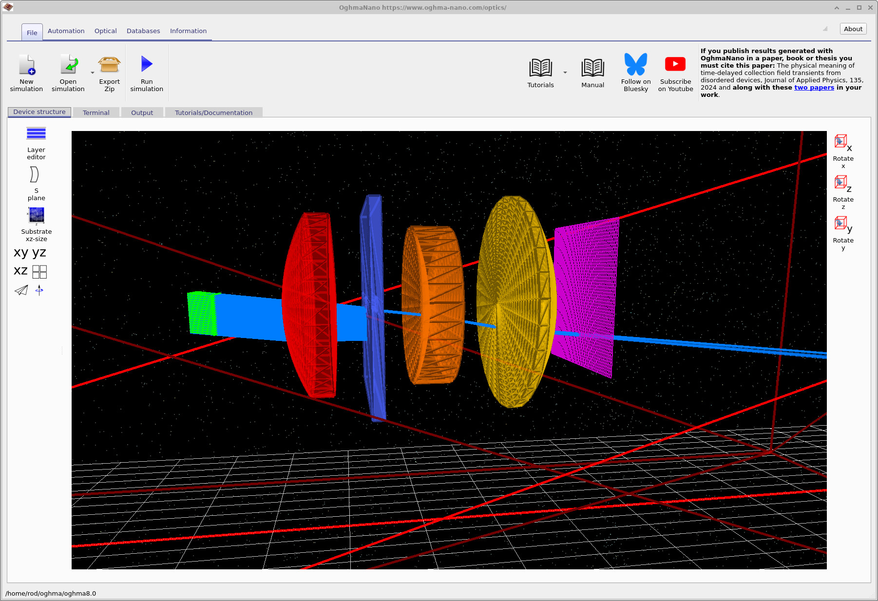 Field angle with stop closed: most rays hit the stop; a small fraction passes through to the detector.