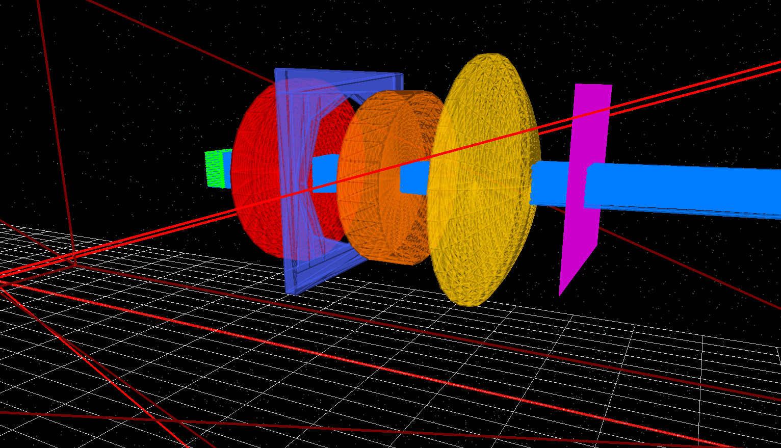 On-axis, wide open: beam passes through the aperture without clipping.