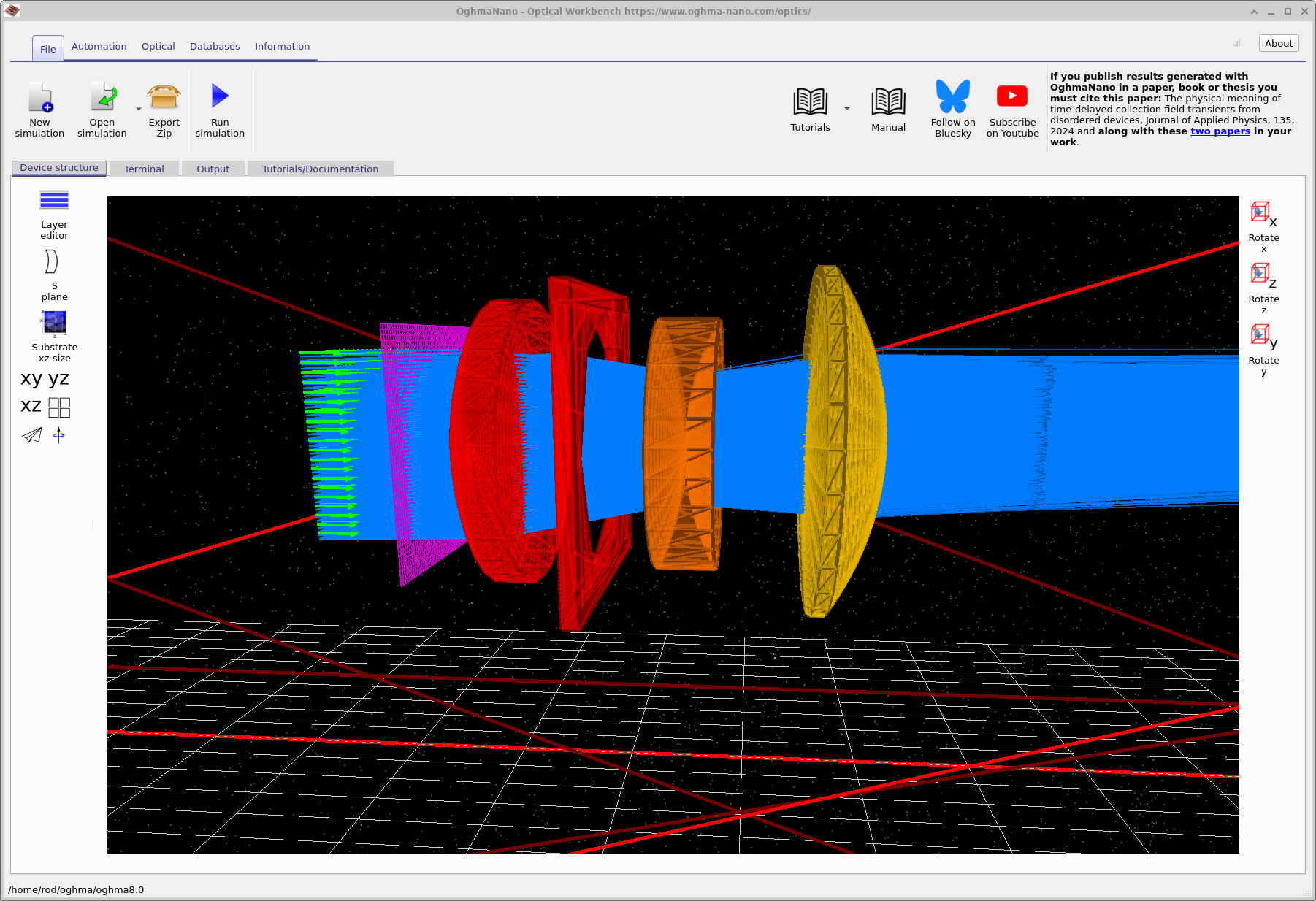 Detector plane moved in front of the Cooke Triplet lens stack.