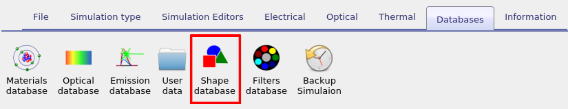 Database ribbon showing the Shapes icon.