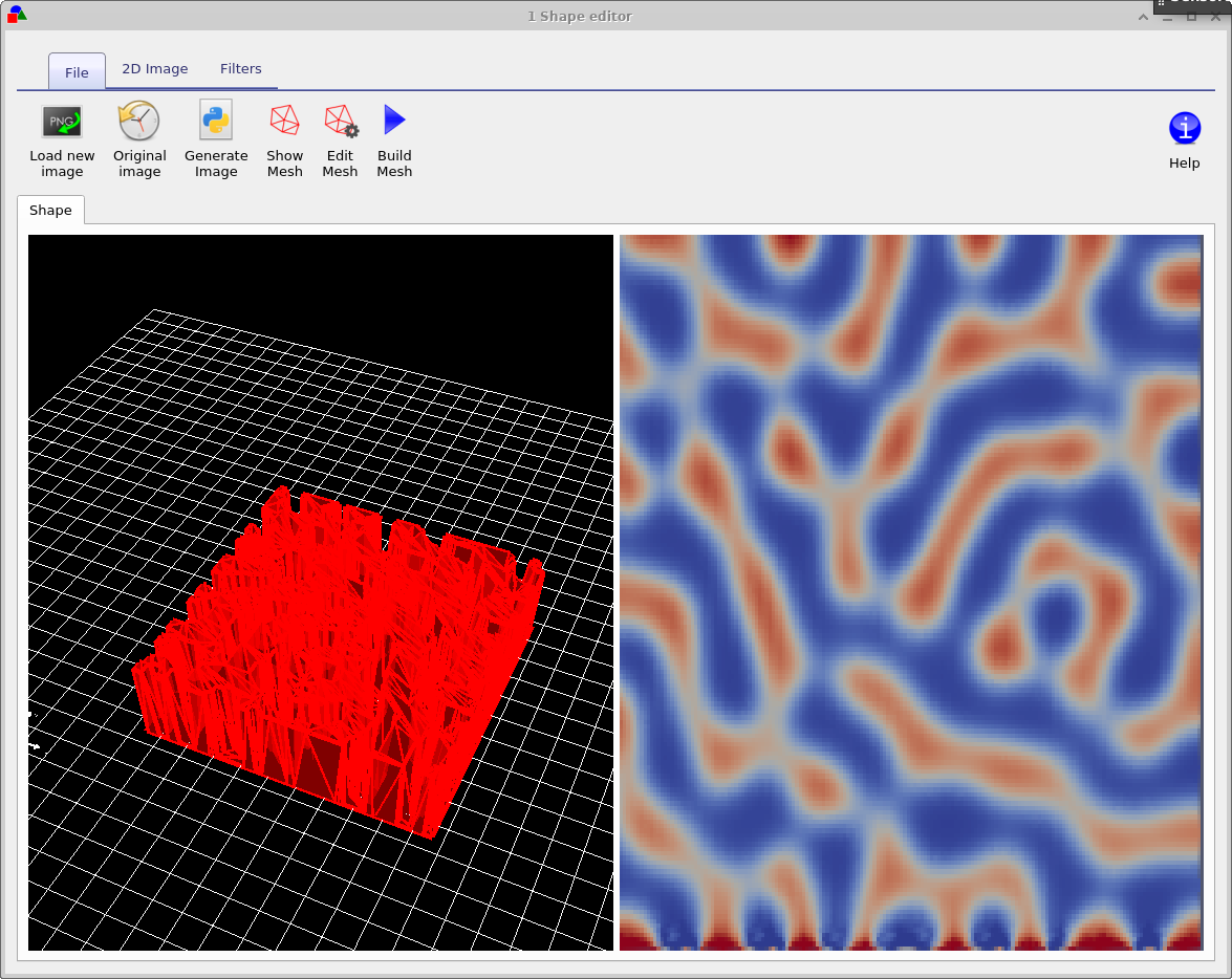 Morphology shape with mesh overlay.