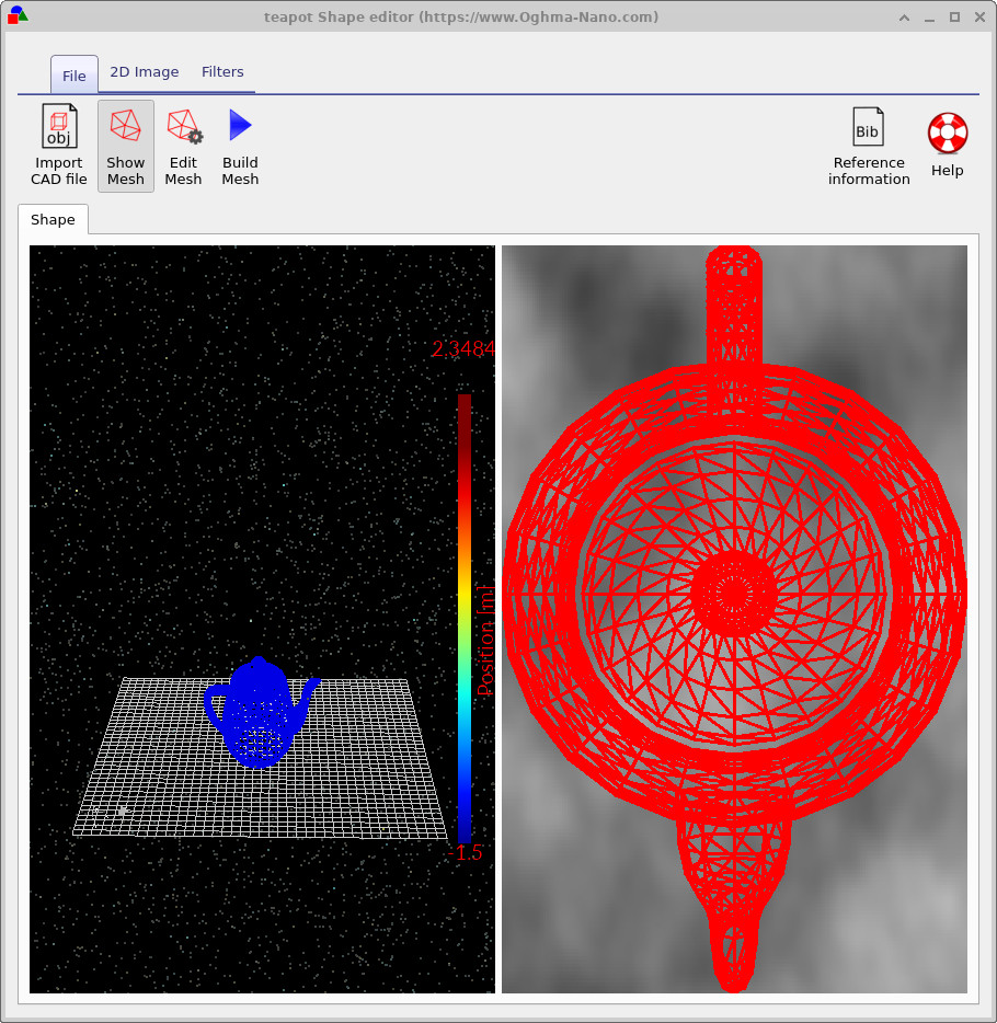Imported Utah teapot CAD mesh rendered in the Shape Editor.