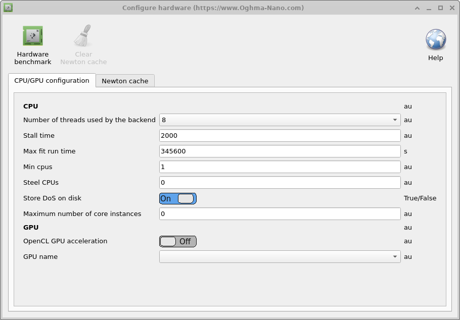 OghmaNano hardware editor window