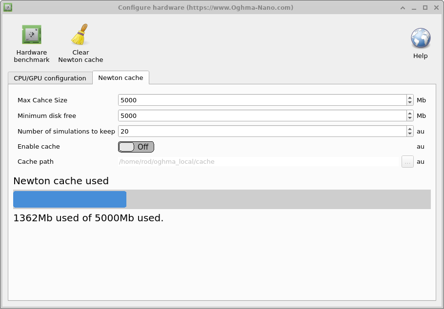 OghmaNano Newton cache editor window