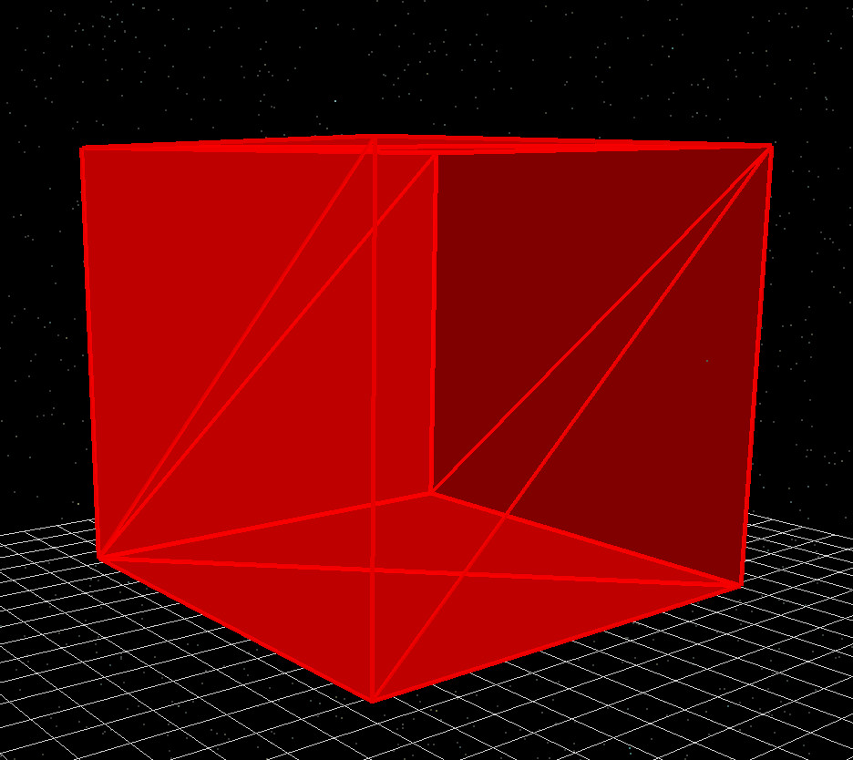 Wireframe box mesh rendered in the 3D scene.