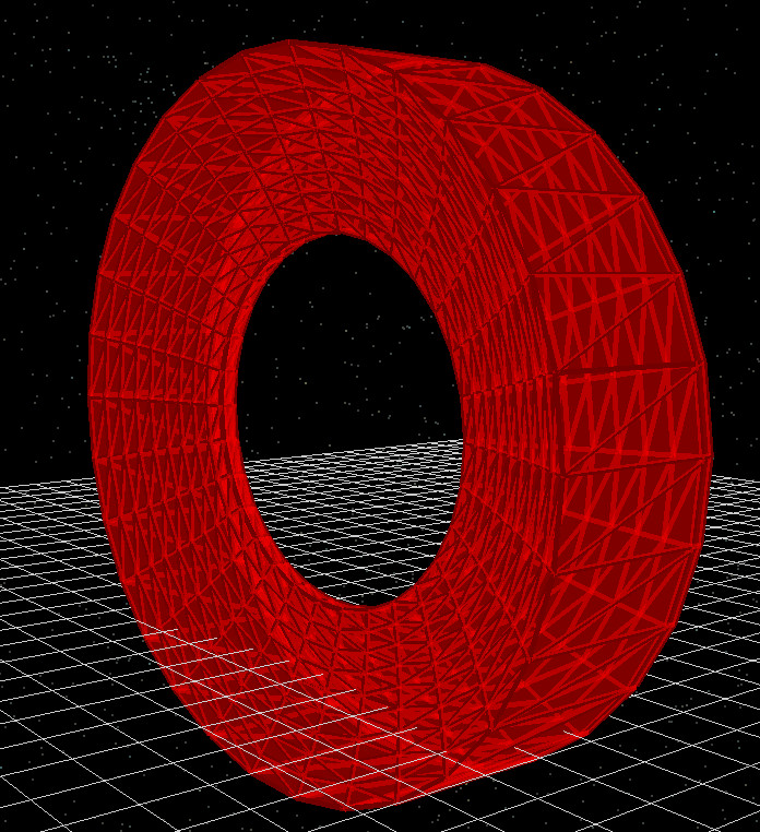 Lens with central hole rendered in the 3D scene.