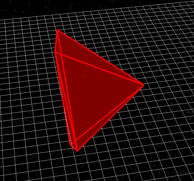 Wireframe pyramid mesh rendered in the 3D scene.