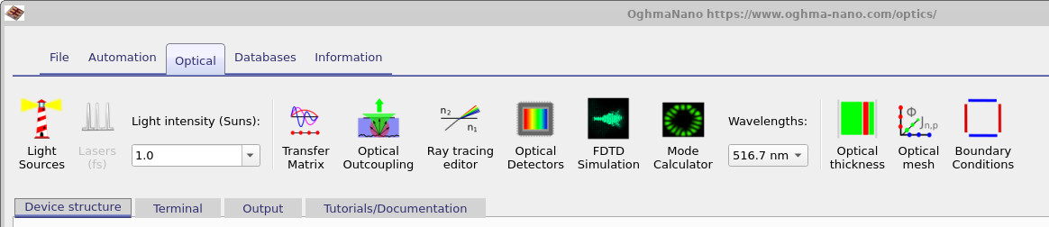 Optical ribbon showing Ray tracing editor button.