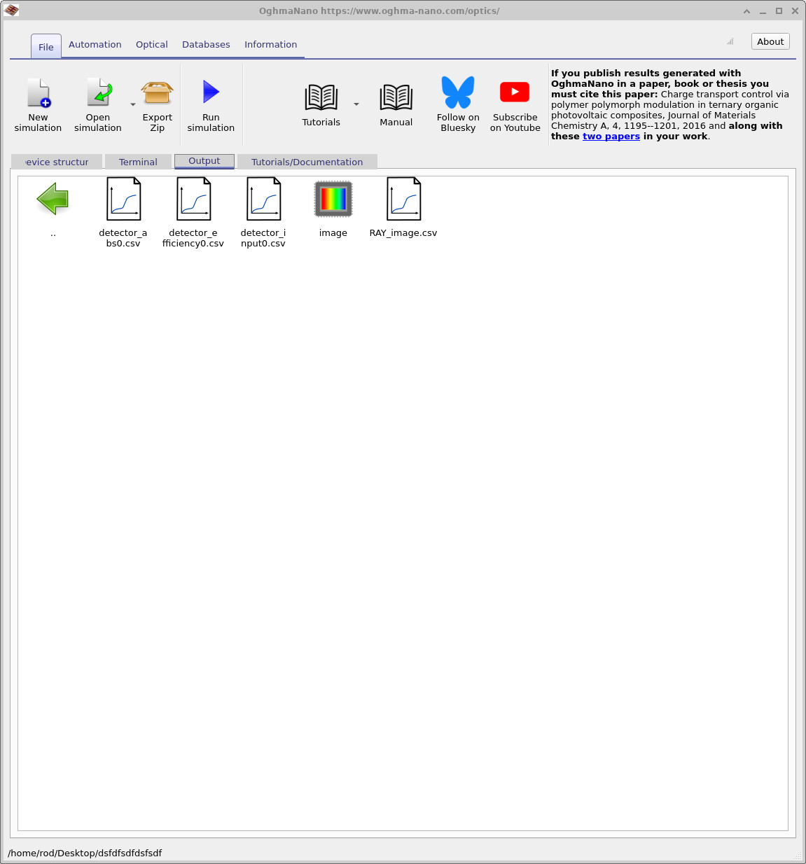 Detector folder view showing RAY_image.csv.