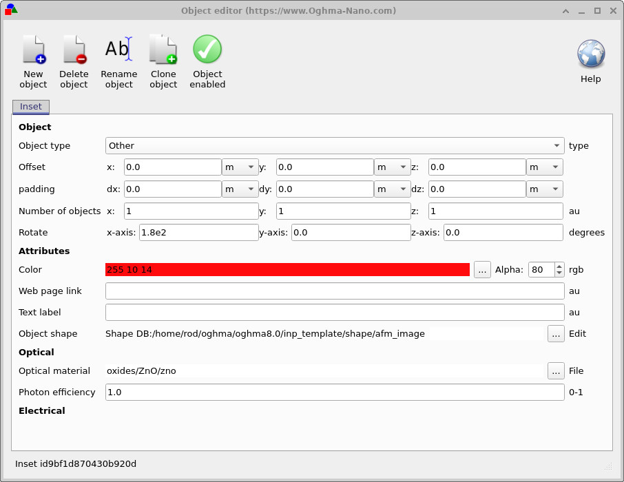 Object editor window for the semiconductor