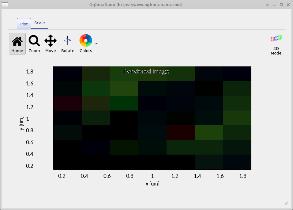 Rendered RGB image showing the apparent colour and spatial distribution of light escaping from the rough film.