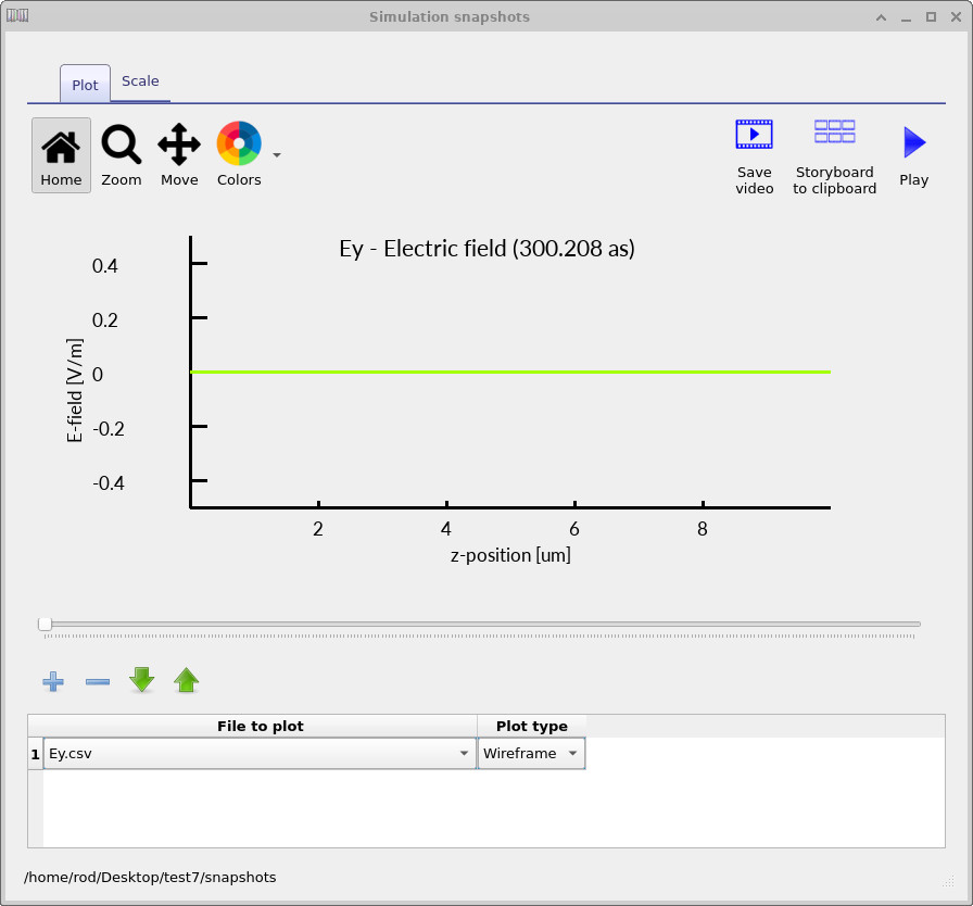 Electric field (Ey) snapshot at early time, showing the pulse propagating through the input air region toward the Bragg grating.