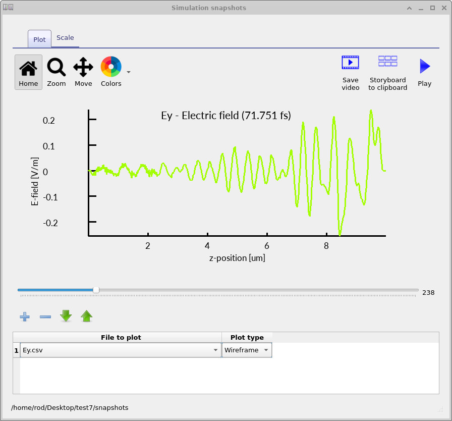 Electric field (Ey) snapshot showing strong reflection from the Bragg grating with only weak field penetration into the multilayer.