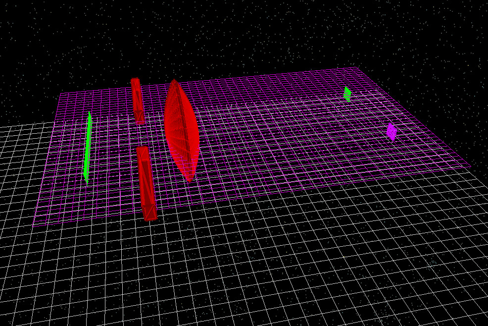 Lens rotated upright in the device view so that the wavefront can interact with it.
