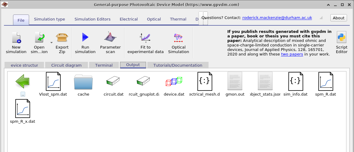 Output of the circuit-based simulation showing resistance pathways through the device structure.