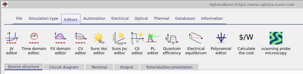Editors ribbon highlighting scanning probe microscopy editor