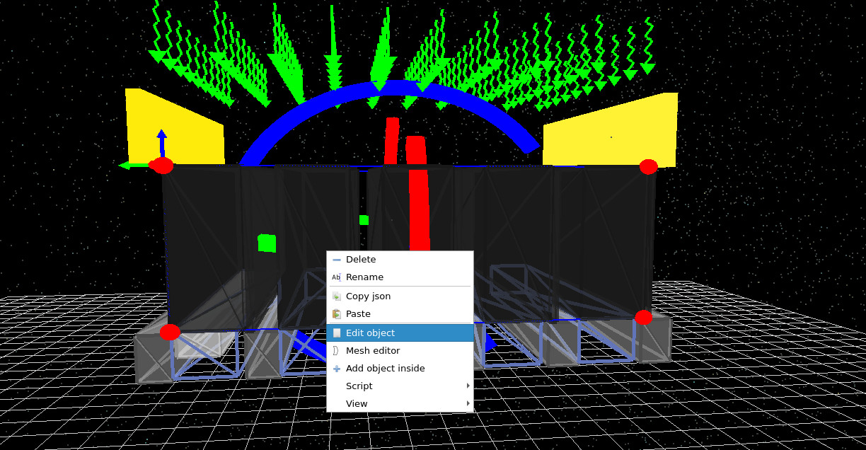 Right-click context menu in the 3D view showing the Edit object option.