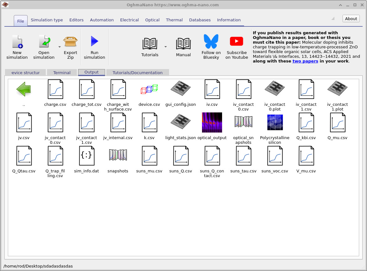 Output directory after running Suns-Voc simulation