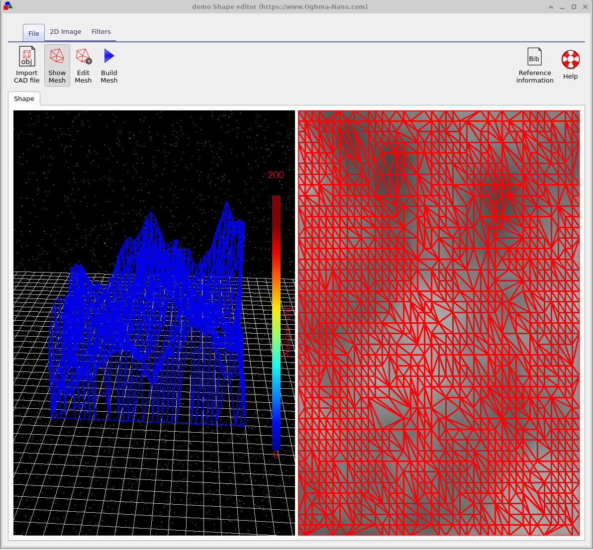 Perlin noise image and mesh with irregular triangle reduction.