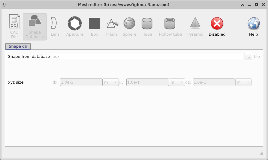 Mesh editor with the mesh disabled for the new object
