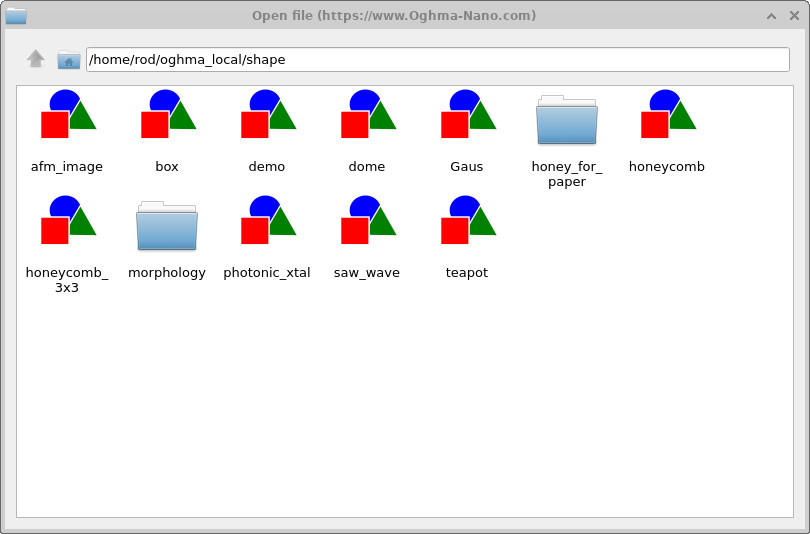 Shape database browser with the teapot shape selected